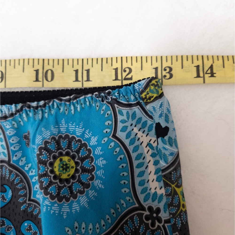 Silk Paisley Bias Midi Skirt Blue Yellow Y2K Slip Skirt The Limited Fairycoreβ S - Picture 6 of 9